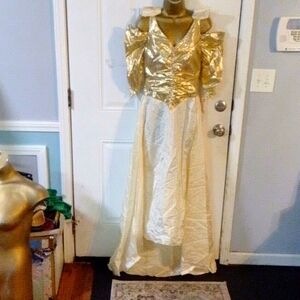 Vintage Metallic Gold maxi gown dress